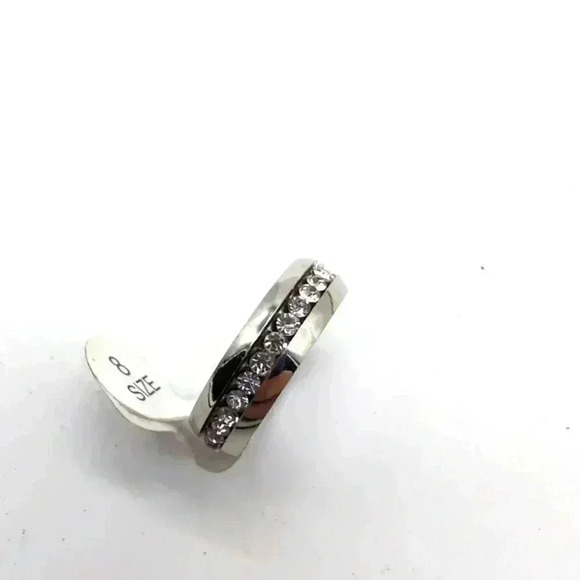 Stainless steel CZ Eternity Band ring sz 8 - Picture 3 of 3